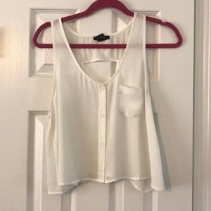 Sheer white button up tank